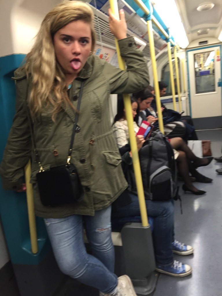 Here’s Rachel on the tube! We learned the tube pretty well for first time Londoners! 