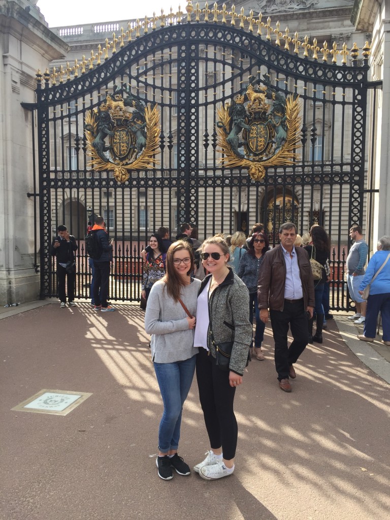 Maggie and I outside Buckingham Palace